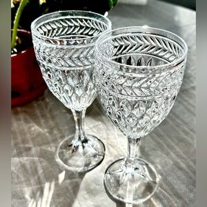 2 Godinger Symphony Water or Wine Crystal Goblets